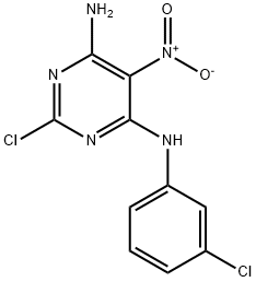 2-chloro-N4-(3-chlorophenyl)-5-nitropyrimidine-4,6-diamine 구조식 이미지