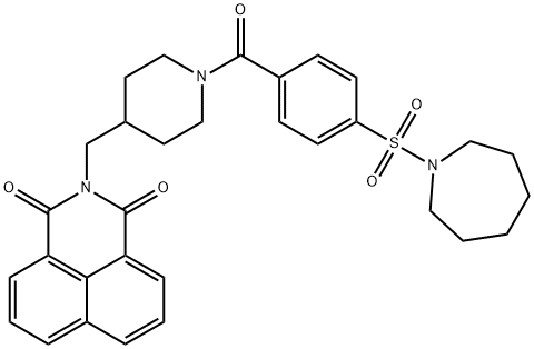 2-((1-(4-(azepan-1-ylsulfonyl)benzoyl)piperidin-4-yl)methyl)-1H-benzo[de]isoquinoline-1,3(2H)-dione 구조식 이미지