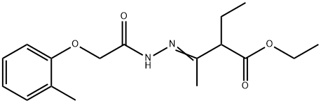 ethyl 2-ethyl-3-{[(2-methylphenoxy)acetyl]hydrazono}butanoate 구조식 이미지