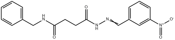 N-benzyl-4-[2-(3-nitrobenzylidene)hydrazino]-4-oxobutanamide Structure