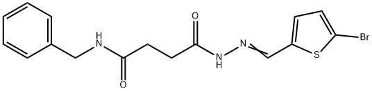 N-benzyl-4-{2-[(5-bromo-2-thienyl)methylene]hydrazino}-4-oxobutanamide 구조식 이미지