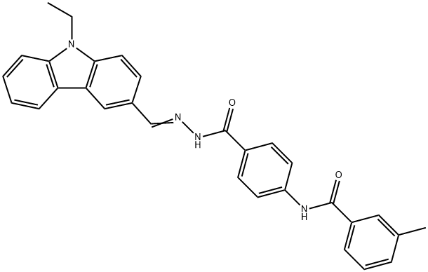 N-[4-({2-[(9-ethyl-9H-carbazol-3-yl)methylene]hydrazino}carbonyl)phenyl]-3-methylbenzamide Structure