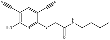 2-[(6-amino-3,5-dicyanopyridin-2-yl)sulfanyl]-N-butylacetamide Structure