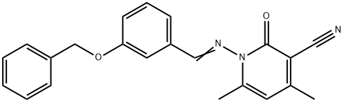 1-{[3-(benzyloxy)benzylidene]amino}-4,6-dimethyl-2-oxo-1,2-dihydro-3-pyridinecarbonitrile 구조식 이미지