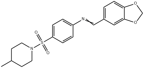 N-(1,3-benzodioxol-5-ylmethylene)-4-[(4-methyl-1-piperidinyl)sulfonyl]aniline Structure