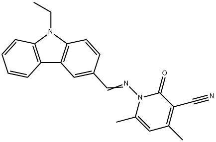 1-{[(9-ethyl-9H-carbazol-3-yl)methylene]amino}-4,6-dimethyl-2-oxo-1,2-dihydro-3-pyridinecarbonitrile Structure