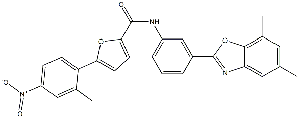 N-[3-(5,7-dimethyl-1,3-benzoxazol-2-yl)phenyl]-5-(2-methyl-4-nitrophenyl)furan-2-carboxamide Structure