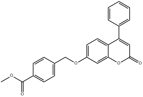 methyl 4-(((2-oxo-4-phenyl-2H-chromen-7-yl)oxy)methyl)benzoate 구조식 이미지