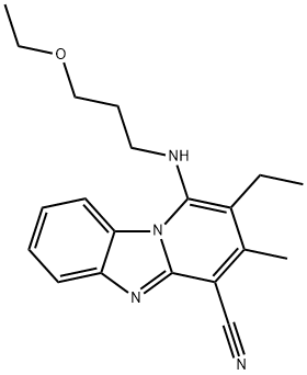 1-((3-ethoxypropyl)amino)-2-ethyl-3-methylbenzo[4,5]imidazo[1,2-a]pyridine-4-carbonitrile 구조식 이미지