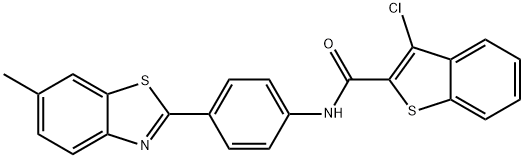 3-chloro-N-(4-(6-methylbenzo[d]thiazol-2-yl)phenyl)benzo[b]thiophene-2-carboxamide 구조식 이미지