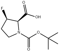 (2R,3R)-1-[(tert-butoxy)carbonyl]-3-fluoropyrrolidine-2-carboxylic acid Structure