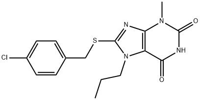 8-((4-chlorobenzyl)thio)-3-methyl-7-propyl-3,7-dihydro-1H-purine-2,6-dione Structure