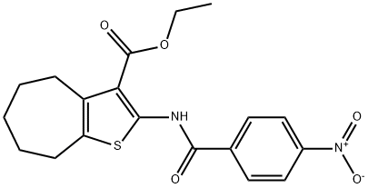 ethyl 2-(4-nitrobenzamido)-5,6,7,8-tetrahydro-4H-cyclohepta[b]thiophene-3-carboxylate 구조식 이미지