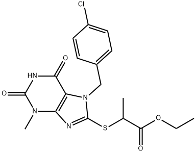 ethyl 2-((7-(4-chlorobenzyl)-3-methyl-2,6-dioxo-2,3,6,7-tetrahydro-1H-purin-8-yl)thio)propanoate Structure