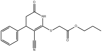 propyl 2-[(5-cyano-2-oxo-4-phenyl-3,4-dihydro-1H-pyridin-6-yl)sulfanyl]acetate 구조식 이미지