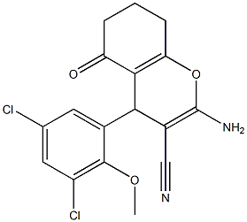 2-amino-4-(3,5-dichloro-2-methoxyphenyl)-5-oxo-4,6,7,8-tetrahydrochromene-3-carbonitrile Structure