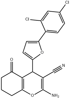 2-amino-4-(5-(2,4-dichlorophenyl)furan-2-yl)-5-oxo-5,6,7,8-tetrahydro-4H-chromene-3-carbonitrile Structure