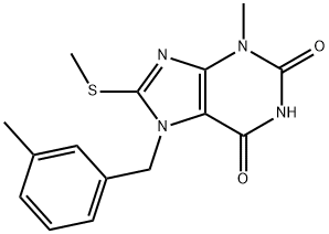 3-methyl-7-(3-methylbenzyl)-8-(methylthio)-3,7-dihydro-1H-purine-2,6-dione 구조식 이미지