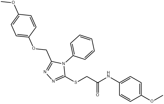 2-[[5-[(4-methoxyphenoxy)methyl]-4-phenyl-1,2,4-triazol-3-yl]sulfanyl]-N-(4-methoxyphenyl)acetamide Structure