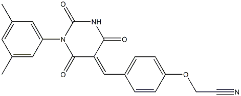 2-[4-[(E)-[1-(3,5-dimethylphenyl)-2,4,6-trioxo-1,3-diazinan-5-ylidene]methyl]phenoxy]acetonitrile Structure