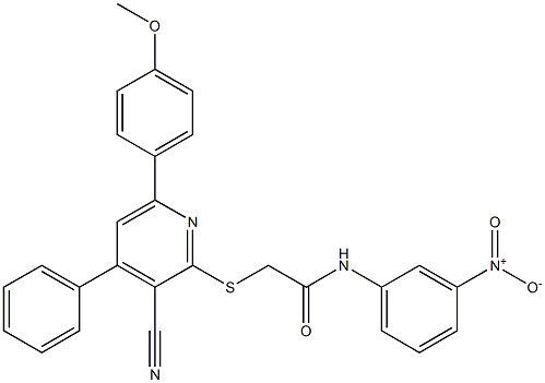 2-[3-cyano-6-(4-methoxyphenyl)-4-phenylpyridin-2-yl]sulfanyl-N-(3-nitrophenyl)acetamide Structure