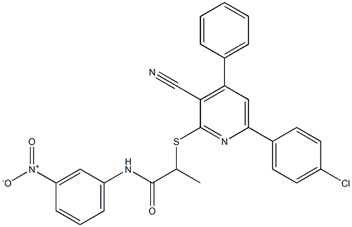 2-[6-(4-chlorophenyl)-3-cyano-4-phenylpyridin-2-yl]sulfanyl-N-(3-nitrophenyl)propanamide Structure