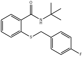 N-tert-butyl-2-[(4-fluorophenyl)methylsulfanyl]benzamide 구조식 이미지