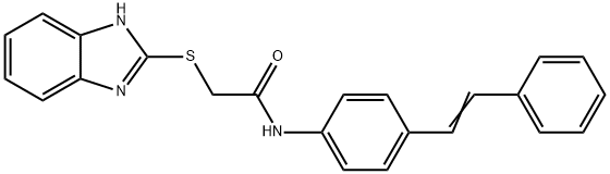 2-(1H-benzimidazol-2-ylsulfanyl)-N-{4-[(E)-2-phenylethenyl]phenyl}acetamide Structure