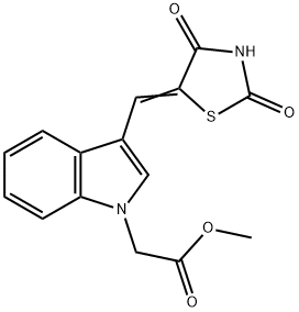 methyl 2-[3-[(E)-(2,4-dioxo-1,3-thiazolidin-5-ylidene)methyl]indol-1-yl]acetate 구조식 이미지