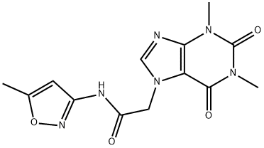 2-(1,3-dimethyl-2,6-dioxo-1,2,3,6-tetrahydro-7H-purin-7-yl)-N-(5-methylisoxazol-3-yl)acetamide 구조식 이미지