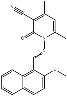 1-{[(2-methoxy-1-naphthyl)methylene]amino}-4,6-dimethyl-2-oxo-1,2-dihydro-3-pyridinecarbonitrile Structure