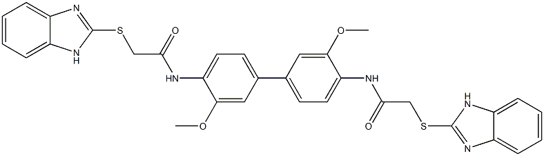 N,N'-(3,3'-dimethoxybiphenyl-4,4'-diyl)bis[2-(1H-benzimidazol-2-ylsulfanyl)acetamide] Structure