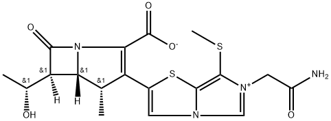 (4S,5R,6S)-3-[6-(2-amino-2-oxoethyl)-7-methylsulfanylimidazo[5,1-b][1,3]thiazol-6-ium-2-yl]-6-[(1R)-1-hydroxyethyl]-4-methyl-7-oxo-1-azabicyclo[3.2.0]hept-2-ene-2-carboxylate 구조식 이미지