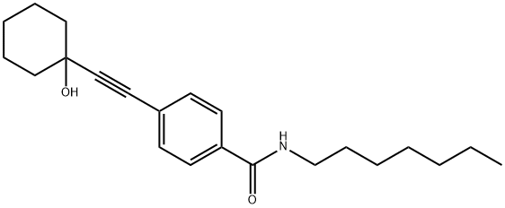 N-heptyl-4-[(1-hydroxycyclohexyl)ethynyl]benzamide 구조식 이미지
