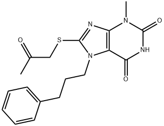 3-methyl-8-((2-oxopropyl)thio)-7-(3-phenylpropyl)-3,7-dihydro-1H-purine-2,6-dione Structure