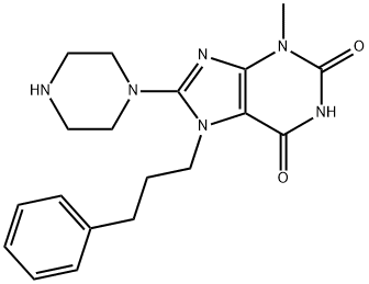 3-Methyl-7-(3-phenyl-propyl)-8-piperazin-1-yl-3,7-dihydro-purine-2,6-dione Structure