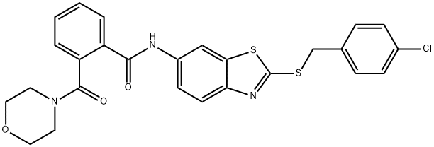 N-{2-[(4-chlorobenzyl)sulfanyl]-1,3-benzothiazol-6-yl}-2-(morpholin-4-ylcarbonyl)benzamide 구조식 이미지