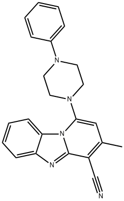 3-methyl-1-(4-phenylpiperazin-1-yl)benzo[4,5]imidazo[1,2-a]pyridine-4-carbonitrile 구조식 이미지