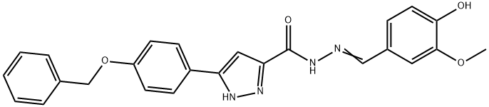 (E)-3-(4-(benzyloxy)phenyl)-N-(4-hydroxy-3-methoxybenzylidene)-1H-pyrazole-5-carbohydrazide Structure