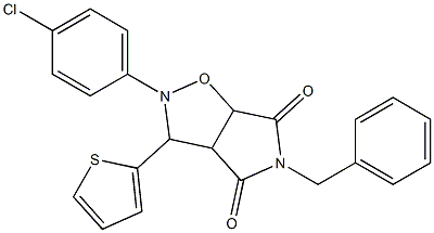 5-benzyl-2-(4-chlorophenyl)-3-(thiophen-2-yl)tetrahydro-4H-pyrrolo[3,4-d]isoxazole-4,6(5H)-dione Structure