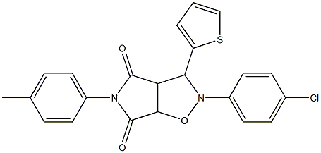 2-(4-chlorophenyl)-3-(thiophen-2-yl)-5-(p-tolyl)tetrahydro-4H-pyrrolo[3,4-d]isoxazole-4,6(5H)-dione 구조식 이미지