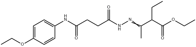 ethyl 3-({4-[(4-ethoxyphenyl)amino]-4-oxobutanoyl}hydrazono)-2-ethylbutanoate 구조식 이미지