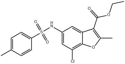 ethyl 7-chloro-2-methyl-5-((4-methylphenyl)sulfonamido)benzofuran-3-carboxylate 구조식 이미지