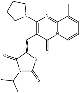 (Z)-3-isopropyl-5-((9-methyl-4-oxo-2-(pyrrolidin-1-yl)-4H-pyrido[1,2-a]pyrimidin-3-yl)methylene)-2-thioxothiazolidin-4-one Structure