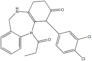 6-(3,4-dichlorophenyl)-5-propanoyl-8,9,10,11-tetrahydro-6H-benzo[b][1,4]benzodiazepin-7-one Structure