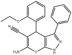 6-amino-4-(2-ethoxyphenyl)-3-phenyl-1,4-dihydropyrano[2,3-c]pyrazole-5-carbonitrile 구조식 이미지