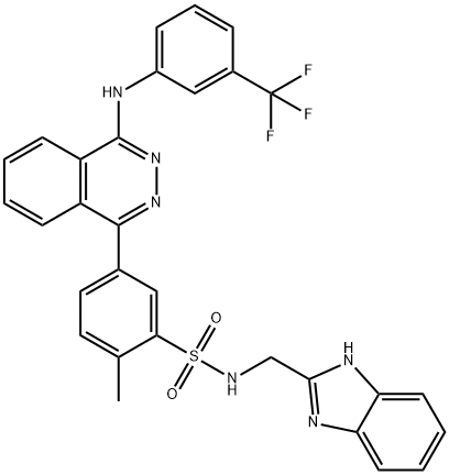 N-(1H-benzimidazol-2-ylmethyl)-2-methyl-5-[4-[3-(trifluoromethyl)anilino]phthalazin-1-yl]benzenesulfonamide 구조식 이미지