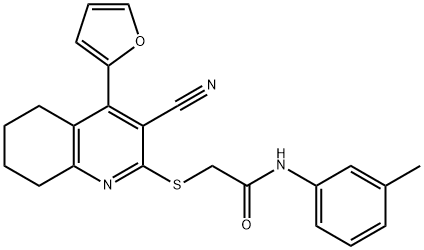 2-((3-cyano-4-(furan-2-yl)-5,6,7,8-tetrahydroquinolin-2-yl)thio)-N-(m-tolyl)acetamide Structure