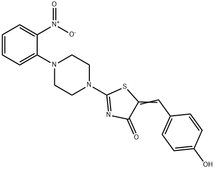 (E)-5-(4-hydroxybenzylidene)-2-(4-(2-nitrophenyl)piperazin-1-yl)thiazol-4(5H)-one 구조식 이미지