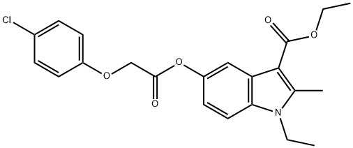 ethyl 5-(2-(4-chlorophenoxy)acetoxy)-1-ethyl-2-methyl-1H-indole-3-carboxylate 구조식 이미지